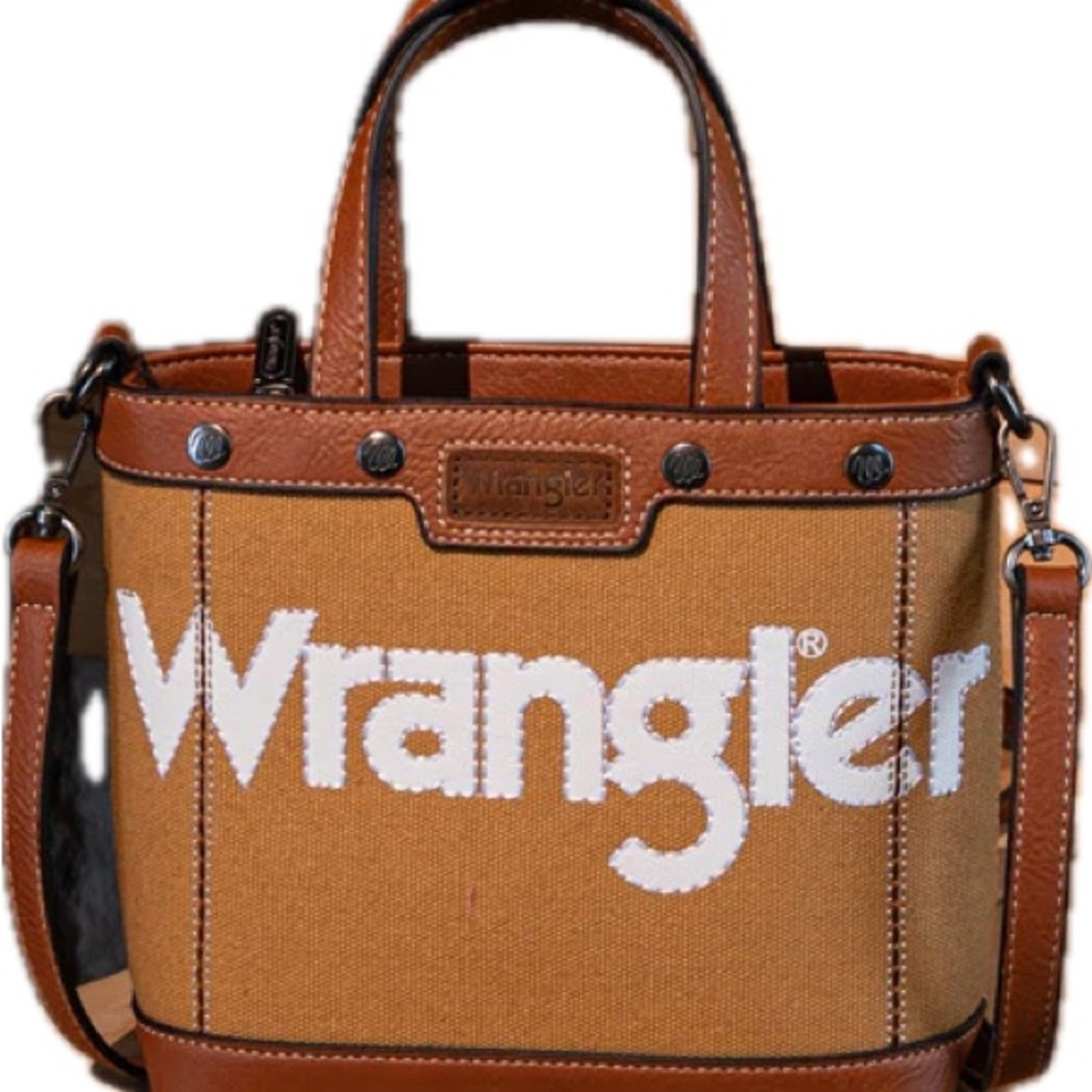 Wrangler canvas mini top handle tote/crossbody bag